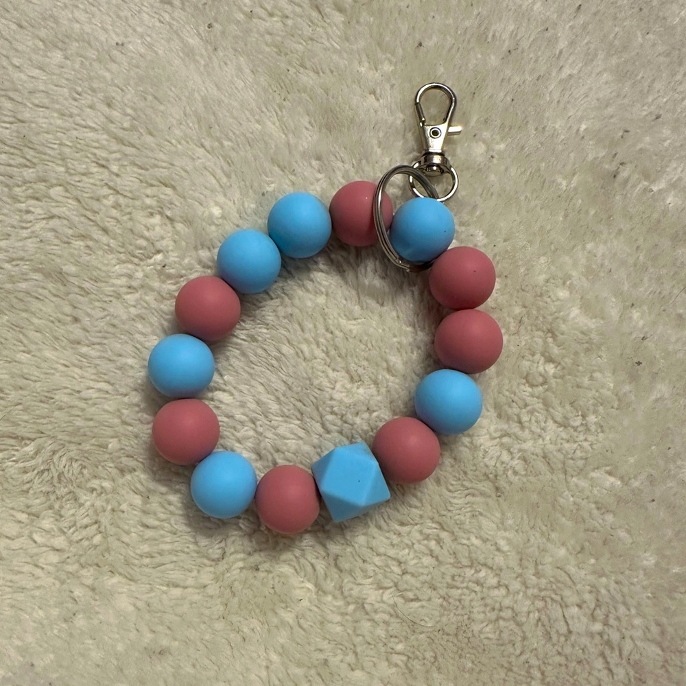 Blue and Pink Kids Beaded Keychain